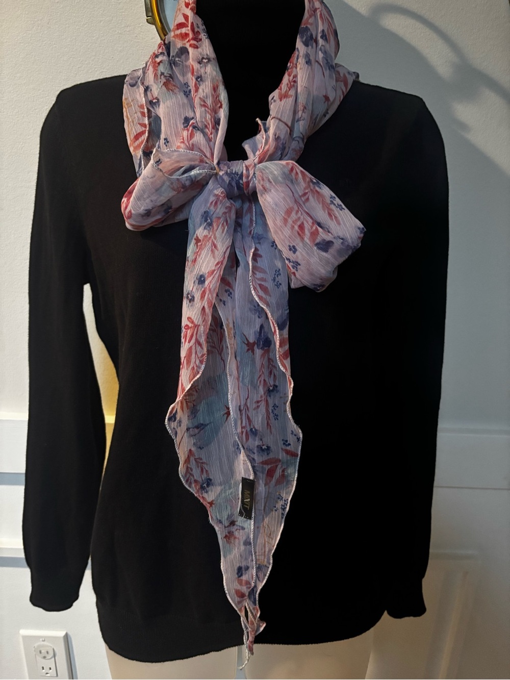 Light Pink Lightweight Women's Scarf delicate botanical leaf and floral print